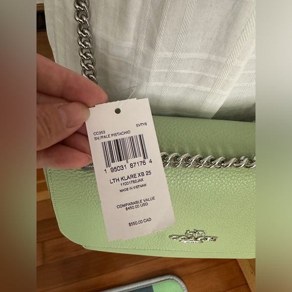NWT - COACH Klare Crossbody 25 - CC353 Silver/Pale Pistachio - Picture 9 of 16